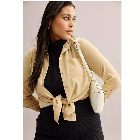 Women's Nine West Drapey Button Down Shirt Color: Camden Green, Small NWT - Picture 9 of 10